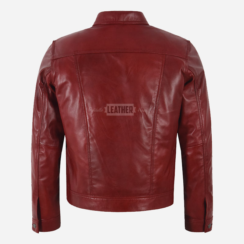 JAXLEY Leather Trucker Denim Jacket for Men