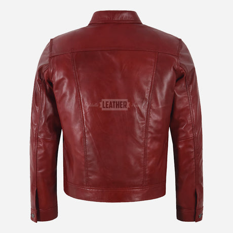 JAXLEY Leather Trucker Denim Jacket for Men