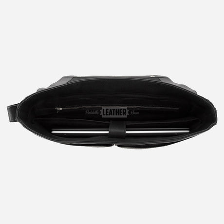 Black Leather Laptop Messenger Bag
