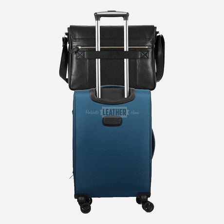 Black Leather Laptop Messenger Bag