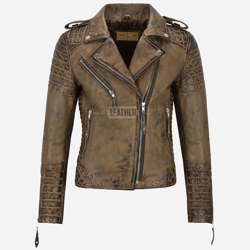 AZRA Leather Biker Jacket for Women