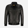 RULDEN Men's Leather Bomber Jacket Black