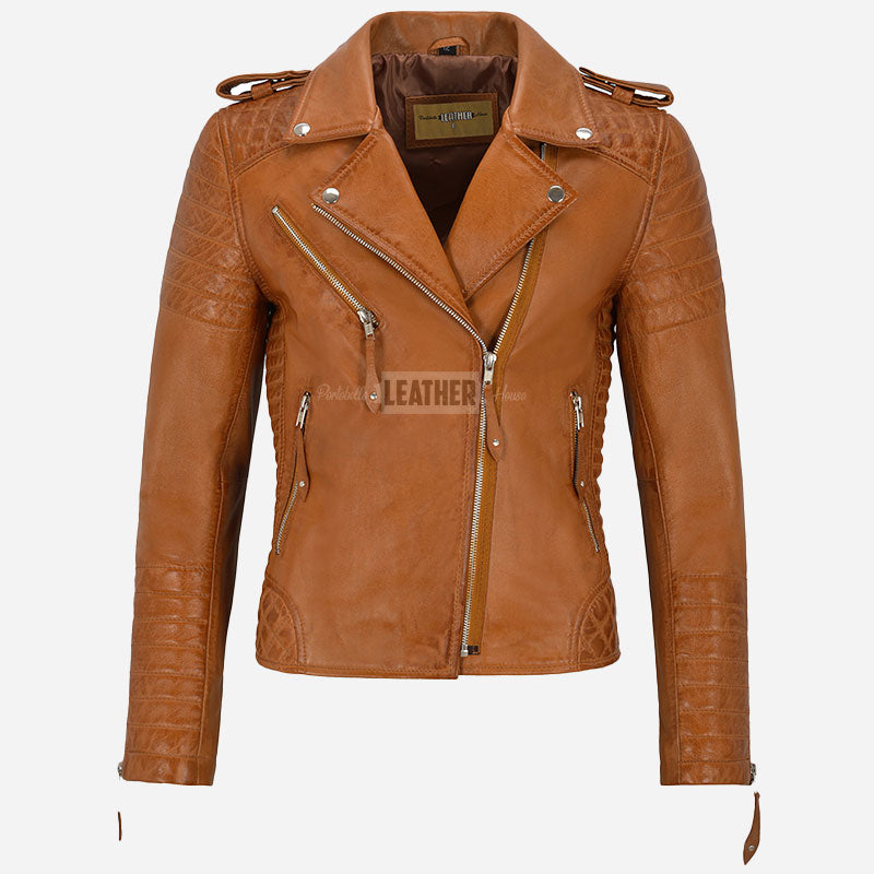 AZRA Leather Biker Jacket for Women