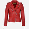 AZRA Women Red Leather Biker Jacket