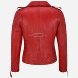 AZRA Women Red Leather Biker Jacket