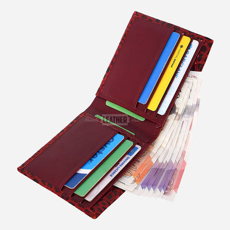 Men's Croc Print Bifold Leather Wallet