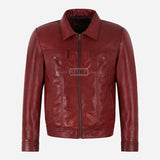 KARNEX Zip Through Trucker Jacket Red