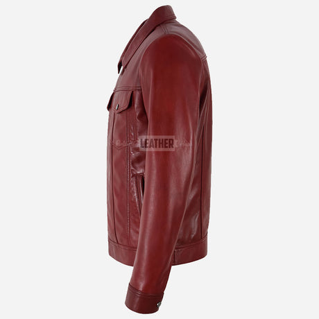 KARNEX Zip Through Trucker Jacket Red