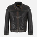 MORDRIX Collared Vintage Leather Jacket