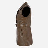 NOYALE Women's Tie Belt Leather Waistcoat
