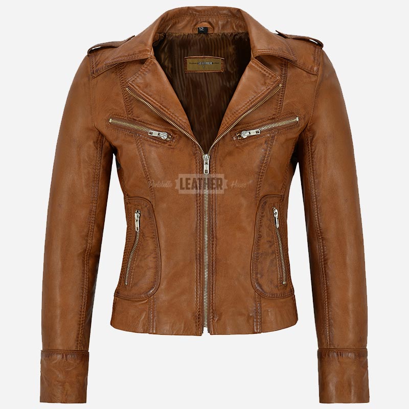 OXVA Centre Zip Leather Biker Jacket