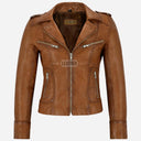 OXVA Centre Zip Leather Biker Jacket