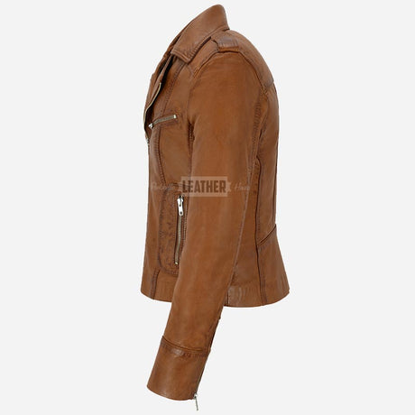 OXVA Centre Zip Leather Biker Jacket