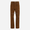 GRIT Men's Suede Leather Pants Coffee Brown