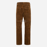 GRIT Men's Suede Leather Pants Coffee Brown