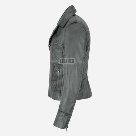 OXVA Centre Zip Leather Biker Jacket