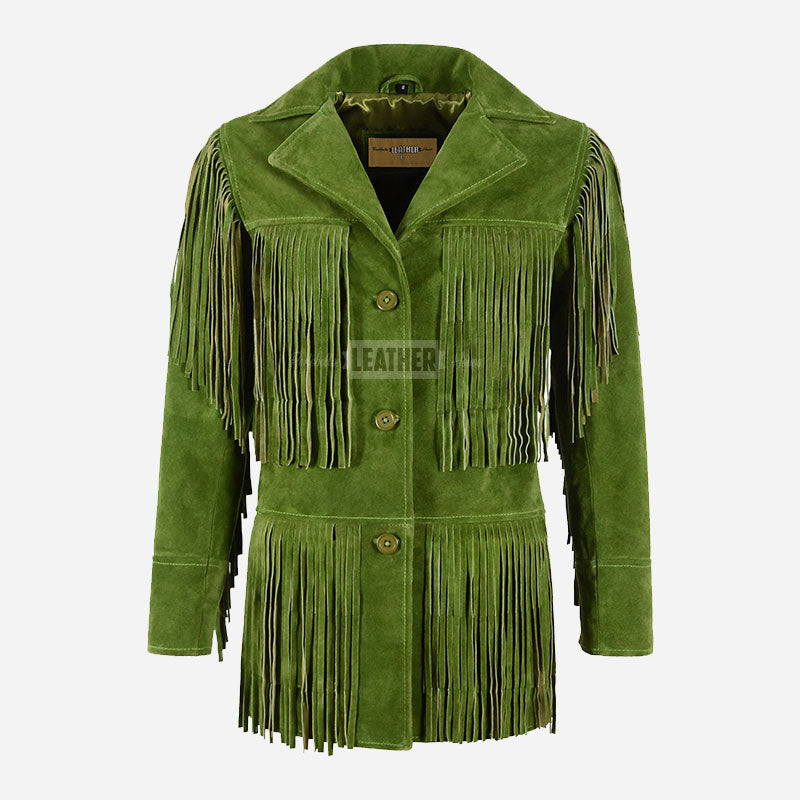 EVOKE Women's Suede Fringe Jacket