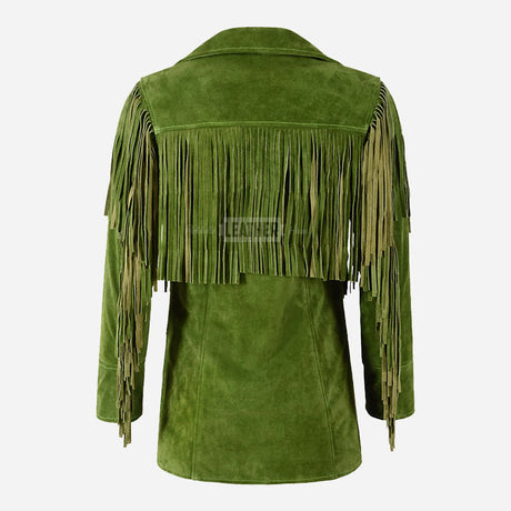 EVOKE Women's Suede Fringe Jacket