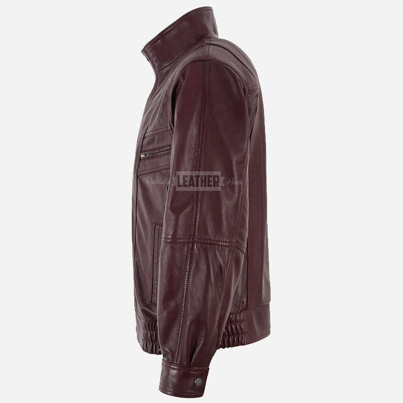 NEROZ Men’s Leather Blouson Jacket