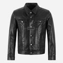 BRUVA Croc Print Leather Jacket