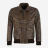 RYZE Distressed Wrinkled Leather Bomber Jacket