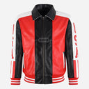 USA American Flag Leather Bomber Jacket