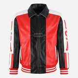 USA American Flag Leather Bomber Jacket