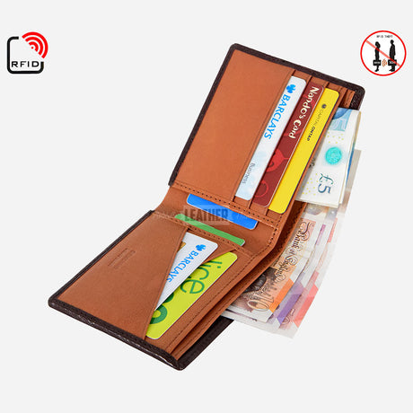 Brown Leather Wallet - RFID Protected