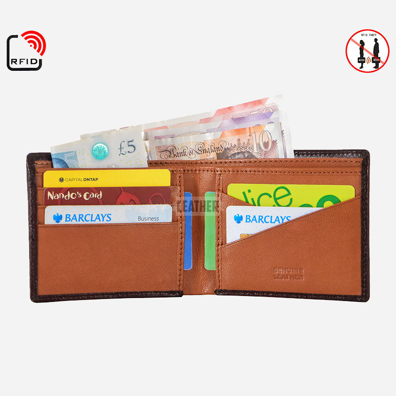 Brown Leather Wallet - RFID Protected
