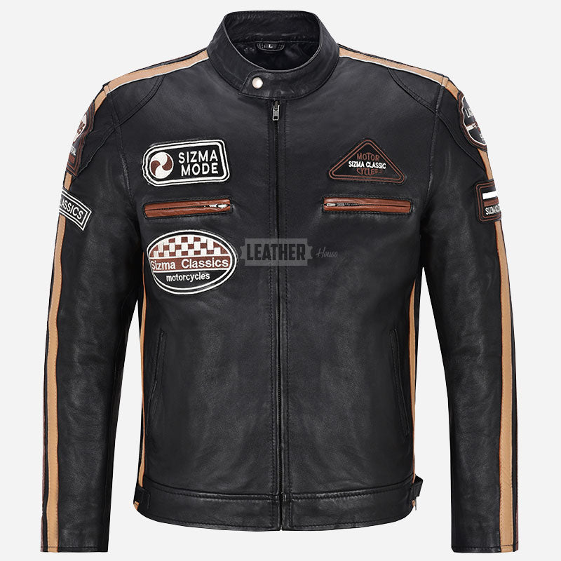 ASTRYX SIZMA Style Leather Racer Jacket