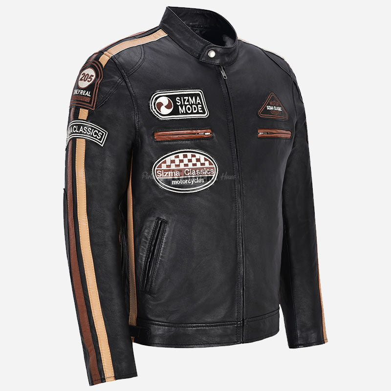 ASTRYX SIZMA Style Leather Racer Jacket