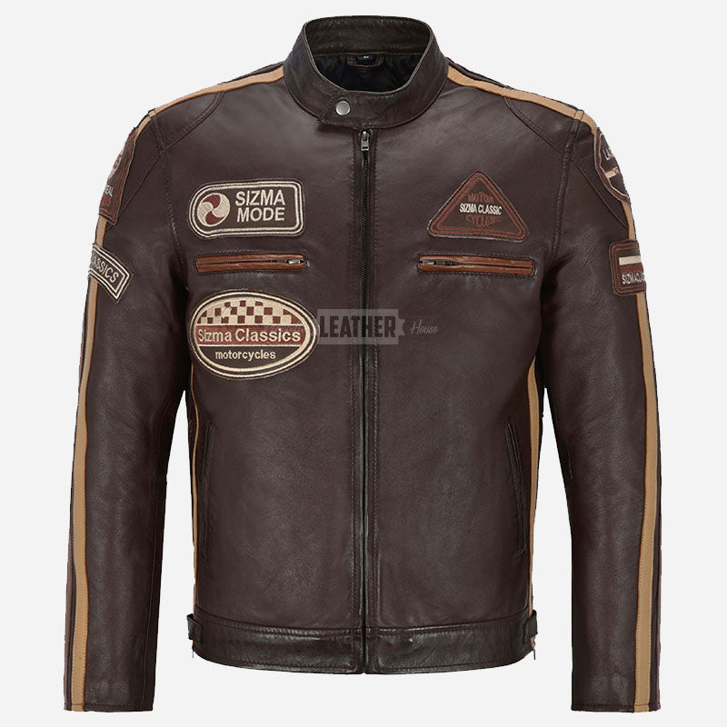 ASTRYX SIZMA Style Leather Racer Jacket