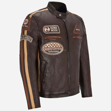 ASTRYX SIZMA Style Leather Racer Jacket