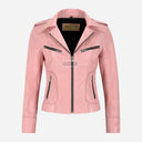 OXVA Centre Zip Leather Biker Jacket Baby Pink