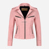 OXVA Centre Zip Leather Biker Jacket Baby Pink