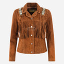 LAUREN Suede Fringe Jacket with Bead Work