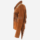 LAUREN Suede Fringe Jacket with Bead Work