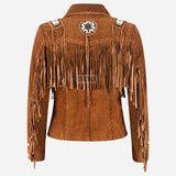 LAUREN Suede Fringe Jacket with Bead Work