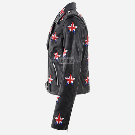 VYNCE Leather Jacket with Union Jack Stars