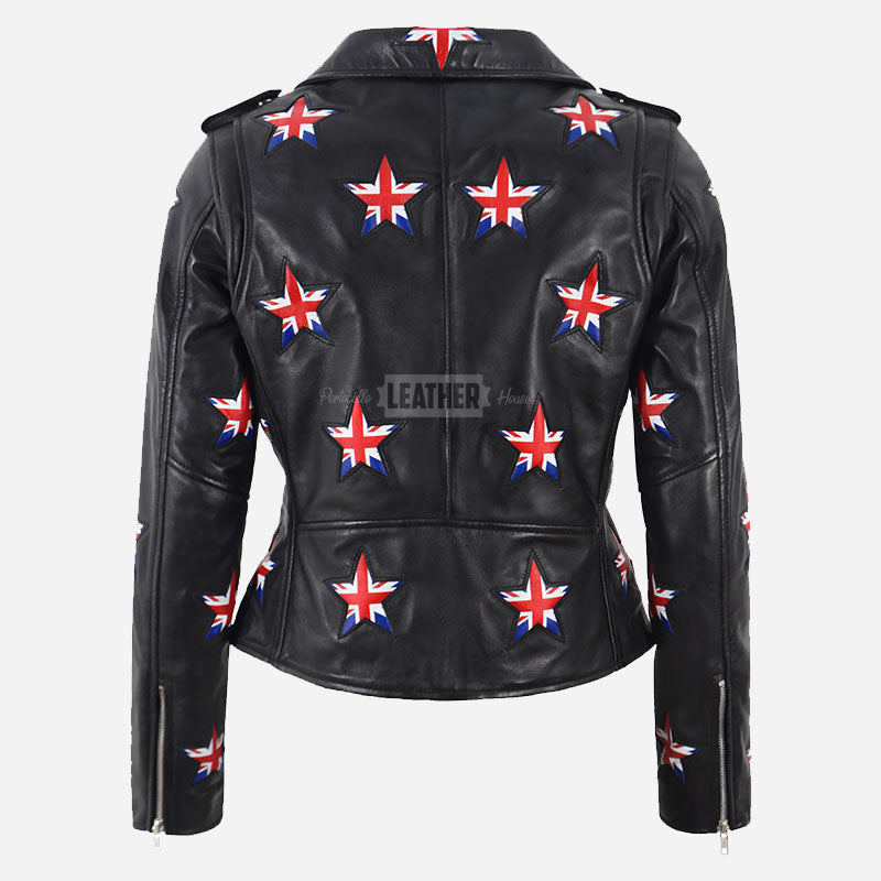 VYNCE Leather Jacket with Union Jack Stars