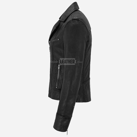 OXVA Centre Zip Leather Biker Jacket