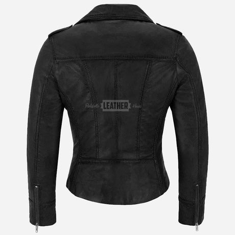 OXVA Centre Zip Leather Biker Jacket