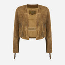 FERVOR Women's Suede Fringe Cropped Jacket
