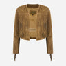 FERVOR Women's Suede Fringe Cropped Jacket