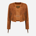 FERVOR Women's Suede Fringe Cropped Jacket
