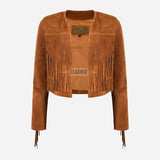 FERVOR Women's Suede Fringe Cropped Jacket
