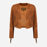 FERVOR Women's Suede Fringe Cropped Jacket