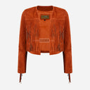 FERVOR Women's Suede Fringe Cropped Jacket