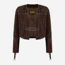 FERVOR Women Suede Fringe Cropped Jacket