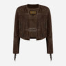 FERVOR Women Suede Fringe Cropped Jacket